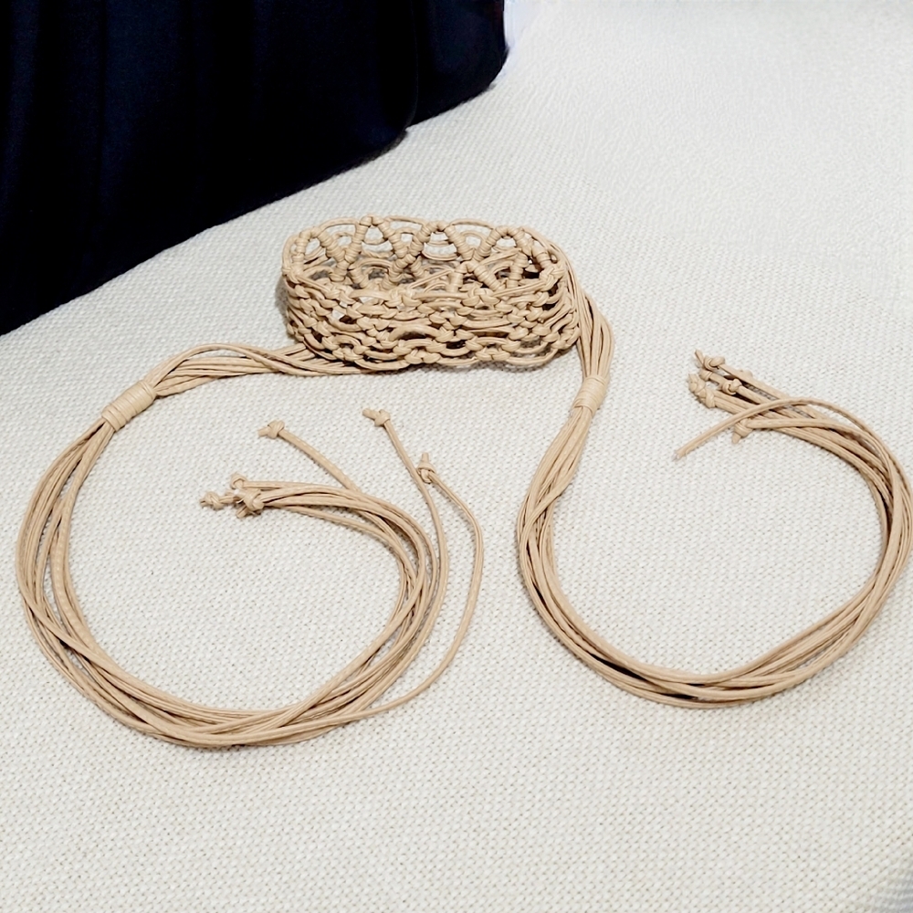 Southwest Boho Braided Leather & Fringe Belt
